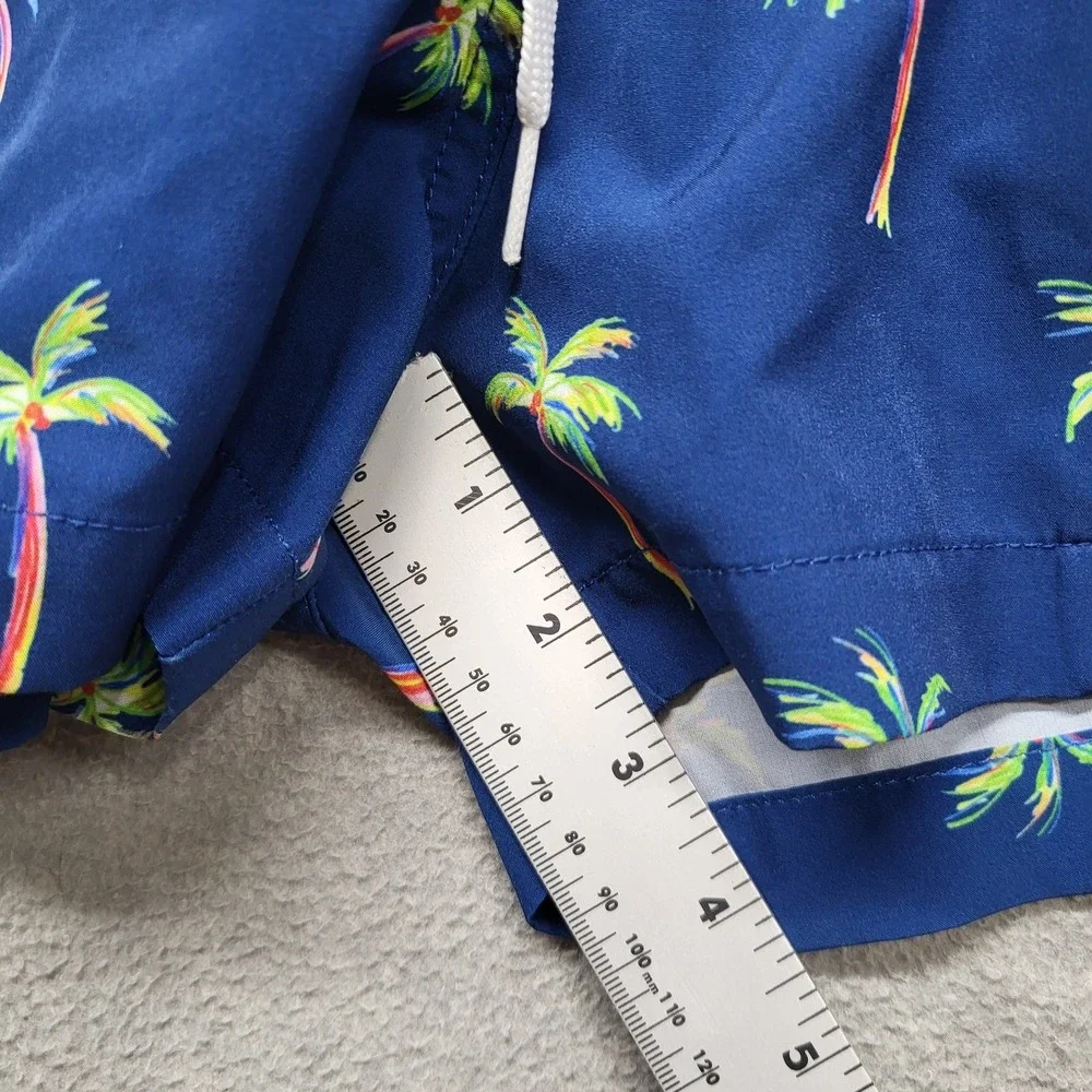 Chubbies Men Swimwear M Navy Blue Swim Trunks Floral Palm‎ Trees Casual Logo 3